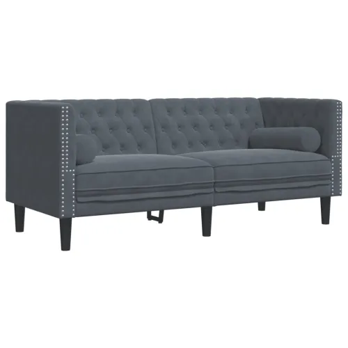 2-dijelni set sofa Chesterfield tamnosivi baršunasti - Tamno siva 2 Cijena