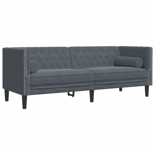 2-dijelni set sofa Chesterfield tamnosivi baršunasti - Tamno siva 2 Cijena