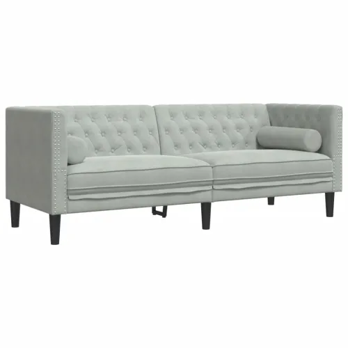 2-dijelni set sofa Chesterfield svjetlosivi baršunasti - Svjetlosiva 2 Cijena