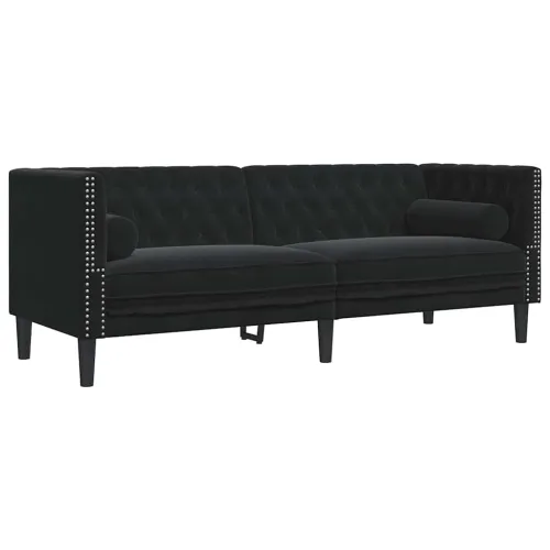 2-dijelni set sofa Chesterfield crni baršunasti - Crna 2 Cijena