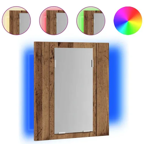 LED kupaonski ormarić s ogledalom boja hrasta 40x12x45cm drveni - Staro drvo Cijena