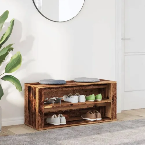 Klupa za cipele boja staro drvo 100x35x45 cm konstruirano drvo - Staro drvo Cijena
