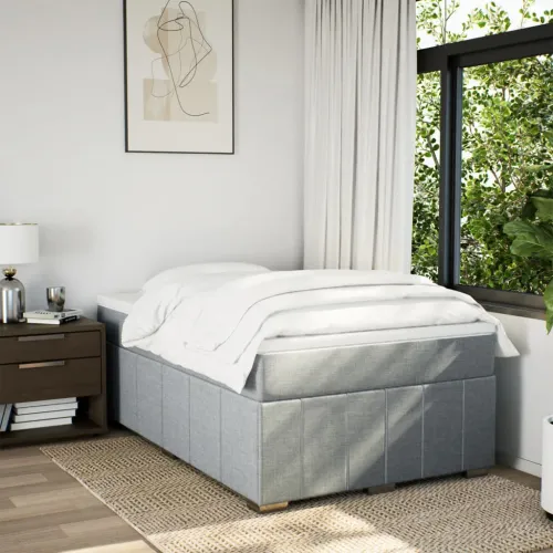 Boxspring - Krevet s oprugama i madracem svjetlosivi 120x190 cm od tkanine - Svjetlosiva 120 x 190 cm Cijena