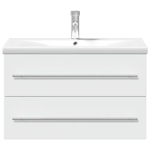 Kupaonski ormarić s ugrađenim Lavabo - Umivaonikom bijeli - Bijela 80 x 38.5 x 48 cm Sa slavinom Cijena