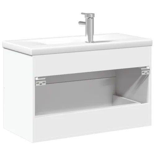 Kupaonski ormarić s ugrađenim Lavabo - Umivaonikom bijeli - Bijela 80 x 38.5 x 48 cm Sa slavinom Cijena