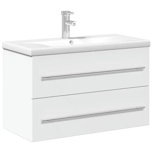 Kupaonski ormarić s ugrađenim Lavabo - Umivaonikom bijeli - Bijela 80 x 38.5 x 48 cm 1 Sa slavinom Cijena