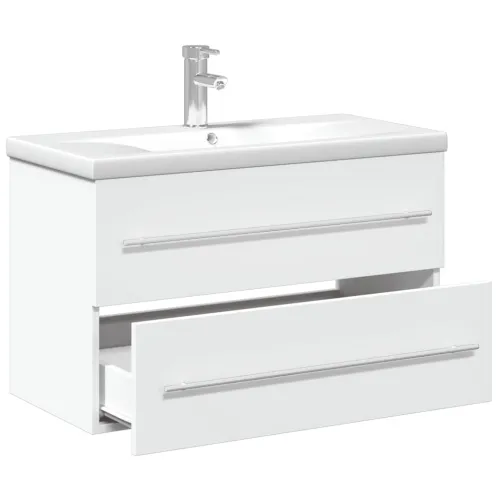 Kupaonski ormarić s ugrađenim Lavabo - Umivaonikom bijeli - Bijela 80 x 38.5 x 48 cm Sa slavinom Cijena