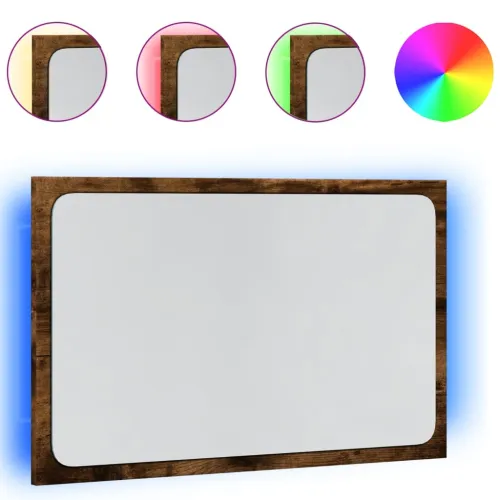 LED kupaonsko ogledalo boja dimljenog hrasta 60x8,5x38cm drveno - Dimljeni hrast Cijena