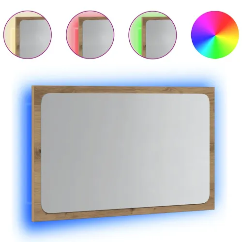 Kupaonsko ogledalo s LED svjetlom boja hrasta 60x8,5x38 cm - Hrast artisan Cijena