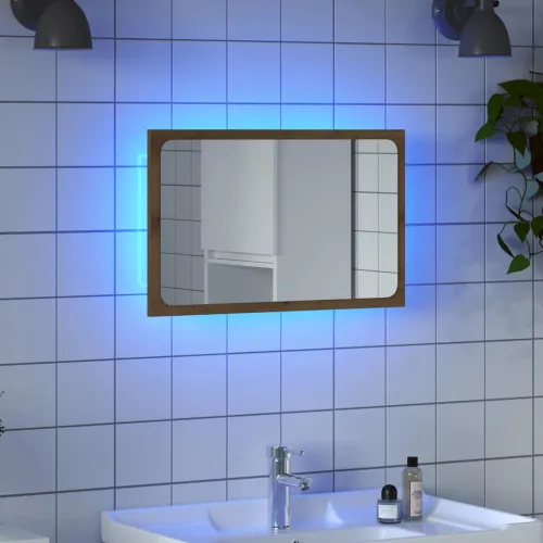 Kupaonsko ogledalo s LED svjetlom boja hrasta 60x8,5x38 cm - Hrast artisan Cijena