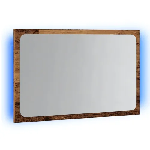 Kupaonsko ogledalo s LED svjetlom boja drva 60x8,5x38 cm - Staro drvo Cijena