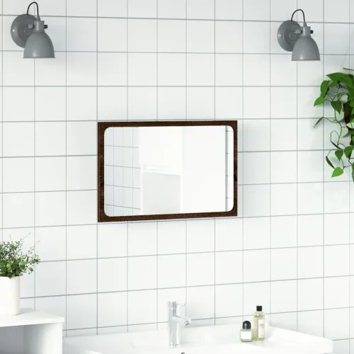 LED kupaonsko ogledalo boja smeđeg hrasta 60x8,5x38 cm drveno - Smeđi hrast Cijena