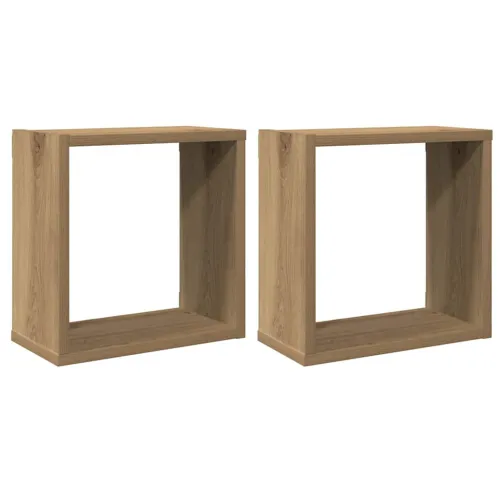 Kockaste zidne police 2 kom boja hrasta 30x15x30 cm drvene - Hrast artisan 30 x 15 x 30 cm 2 Cijena