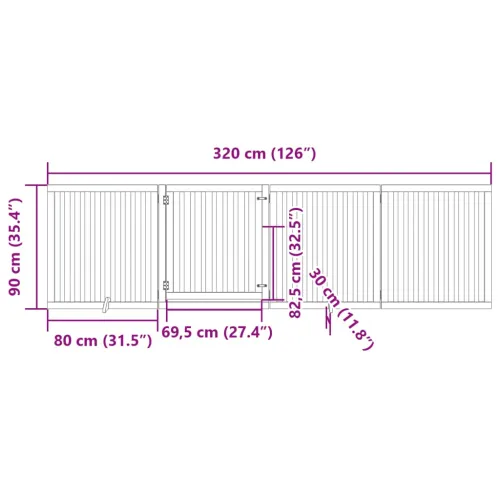 Vrata za pse s vratašcima 4 panela sklopiva 320 cm drvo topole - Crna 80 x 90 x 2 cm 4 Cijena
