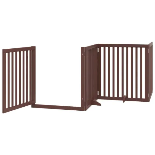 Vrata za pse s vratašcima 4 panela sklopiva 320 cm drvo topole - Smeđa 80 x 90 x 2 cm 4 Cijena