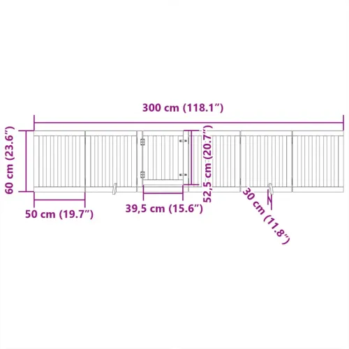 Vrata za pse s vratima sklopiva 6 panela 300 cm drvo topole - Prirodna 50 x 60 x 2 cm 6 Cijena