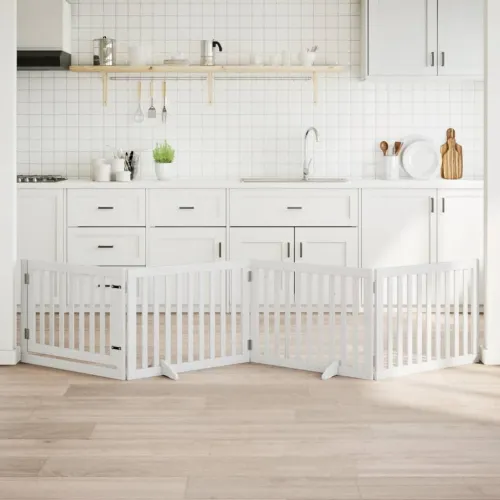 Vrata za pse s vratašcima 4 panela sklopiva 320 cm drvo topole - Bijela 80 x 60 x 2 cm 4 Bijela Cijena