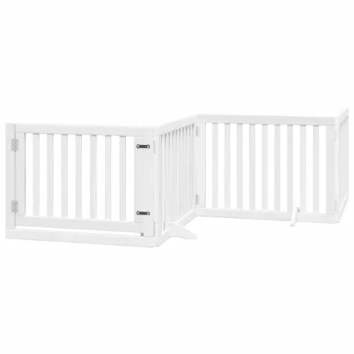 Vrata za pse s vratašcima 4 panela sklopiva 320 cm drvo topole - Bijela 80 x 60 x 2 cm 4 Bijela Cijena