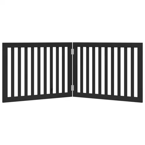 Vrata za pse s 2 panela sklopiva crna 160 cm od drva topole - Crna 80 x 60 x 2 cm 2 Cijena