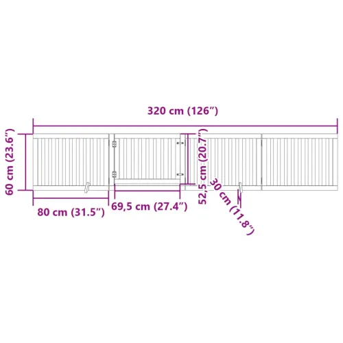 Vrata za pse s vratima sklopiva 4 panela 320 cm drvo topole - Prirodna 80 x 60 x 2 cm 4 Cijena
