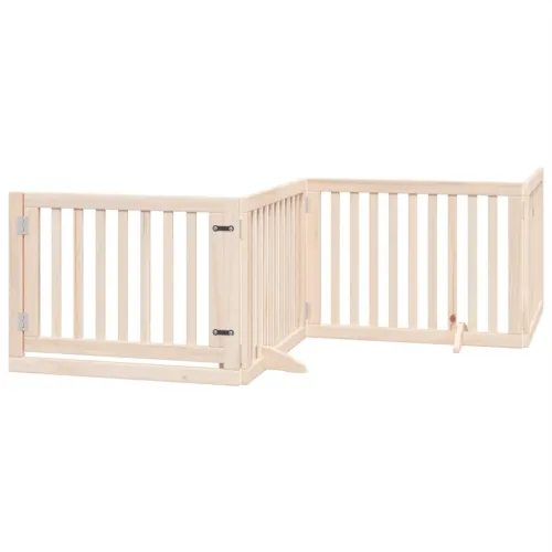 Vrata za pse s vratima sklopiva 4 panela 320 cm drvo topole - Prirodna 80 x 60 x 2 cm 4 Prirodna Cijena