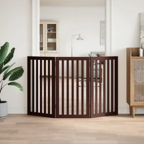 Vrata za pse s 3 panela sklopiva smeđa 150 cm od drva topole - Smeđa 50 x 90 x 2 cm 3 Cijena