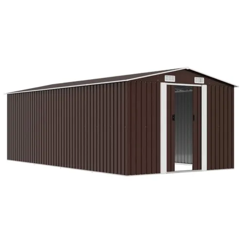 Vrtna kućica - Vrtno spremište 257 x 489 x 181 cm metalno smeđe - Smeđa 257 x 489 x 181 cm Cijena