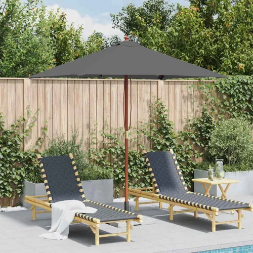 Vanjski suncobran s drvenim stupom 150 x 200 cm antracit - Antracit Cijena
