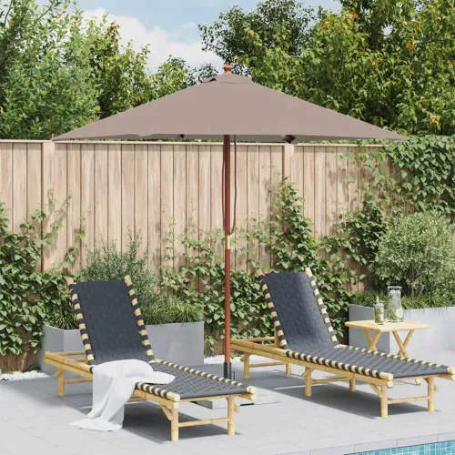 Vanjski suncobran s drvenim stupom 150 x 200 cm smeđesivi - Sivo-smeđa Cijena
