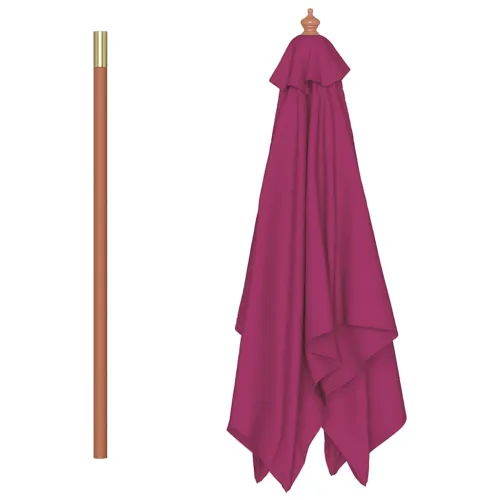 Vanjski suncobran s drvenim stupom 150 x 200 cm bordo - Bordo crvena Cijena