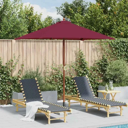Vanjski suncobran s drvenim stupom 150 x 200 cm bordo - Bordo crvena Cijena