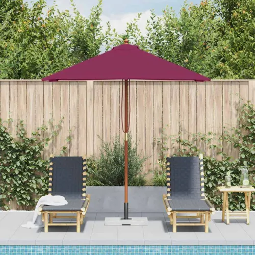 Vanjski suncobran s drvenim stupom 150 x 200 cm bordo - Bordo crvena Cijena