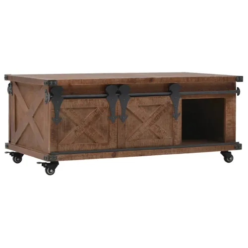 Stolić za kavu od masivne jelovine 91 x 51 x 38 cm smeđi Cijena