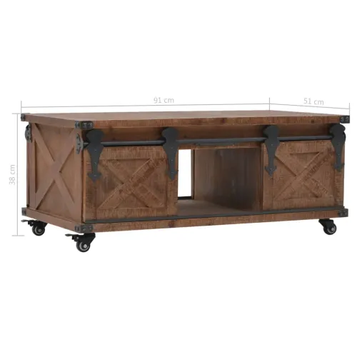Stolić za kavu od masivne jelovine 91 x 51 x 38 cm smeđi Cijena