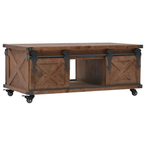 Stolić za kavu od masivne jelovine 91 x 51 x 38 cm smeđi Cijena