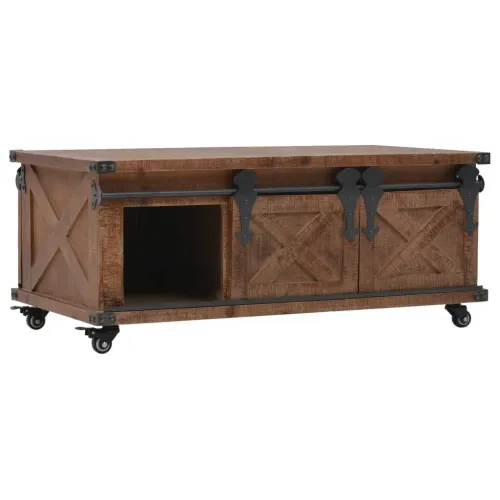 Stolić za kavu od masivne jelovine 91 x 51 x 38 cm smeđi Cijena