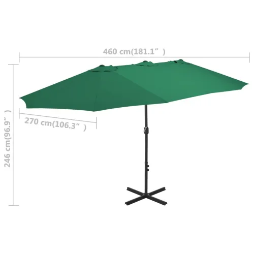Vanjski suncobran s aluminijskim stupom 460 x 270 cm zeleni - Svijetlo zelena Cijena