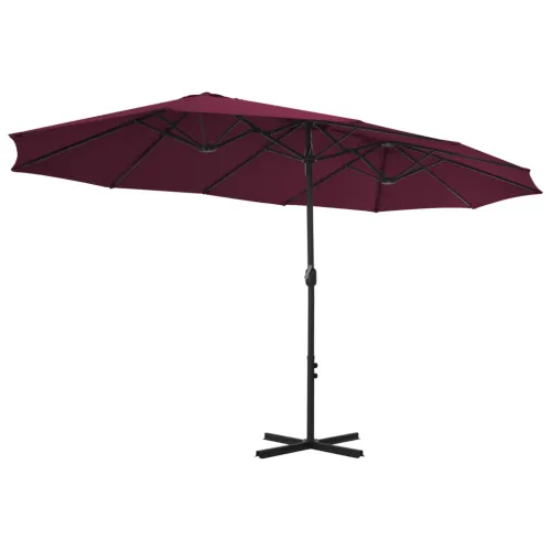 Vanjski suncobran s aluminijskim stupom 460 x 270 cm bordo - Bordo crvena Cijena