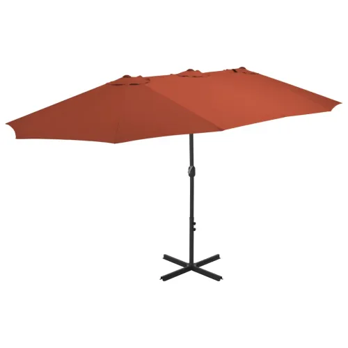 Vanjski suncobran s aluminijskim stupom 460 x 270 cm terakota - Terakota Cijena