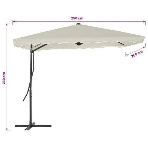 Vanjski suncobran s čeličnim stupom 250 x 250 cm boja pijeska - Pijesak Cijena