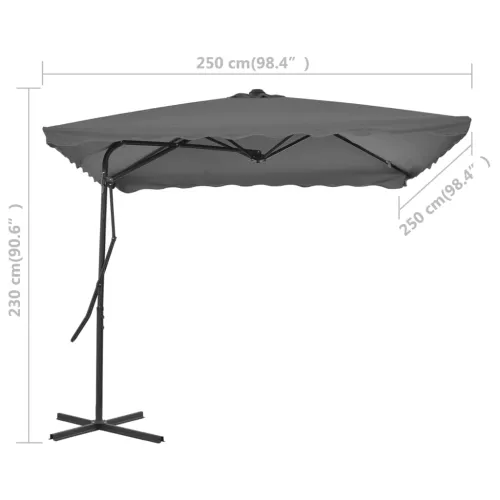 Vanjski suncobran s čeličnim stupom 250 x 250 cm antracit - Antracit 1 Cijena