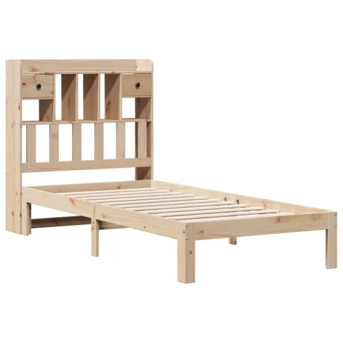 Krevet s regalom za knjige bez madraca 90x200 cm od borovine - Prirodna 90 x 200 cm Cijena