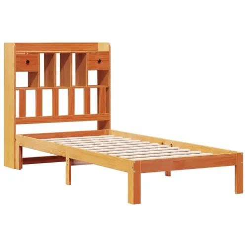 Krevet s regalom za knjige bez madraca 75 x 190 cm od borovine - Voštano smeđa 75 x 190 cm Cijena