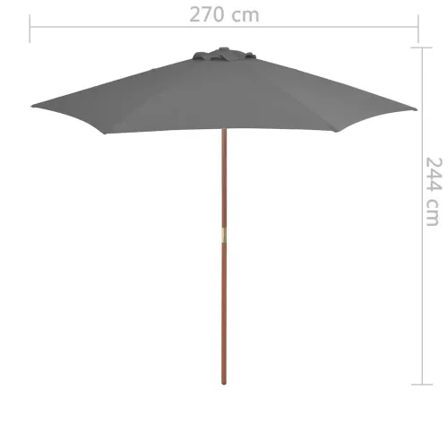 Vanjski suncobran s drvenim stupom 270 cm antracit - Antracit Cijena