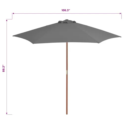 Vanjski suncobran s drvenim stupom 270 cm antracit - Antracit Cijena