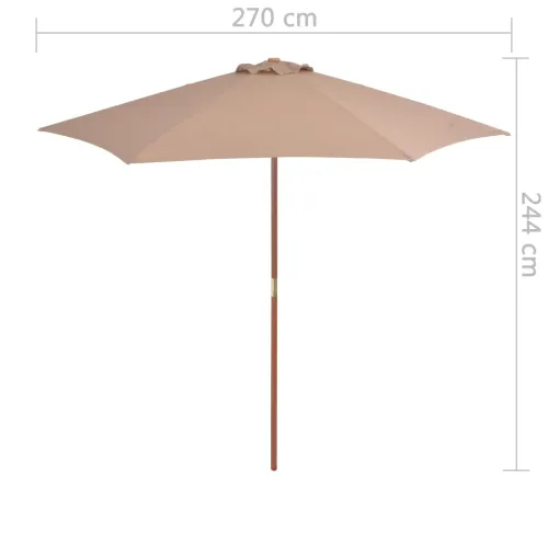 Vanjski suncobran s drvenim stupom 270 cm smeđesivi - Sivo-smeđa 1 Cijena