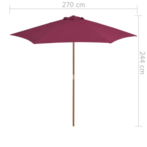 Vanjski suncobran s drvenim stupom 270 cm bordo - Bordo crvena 1 Cijena