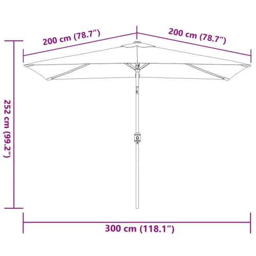 Vanjski suncobran s metalnim stupom 300 x 200 cm antracit - Antracit Cijena