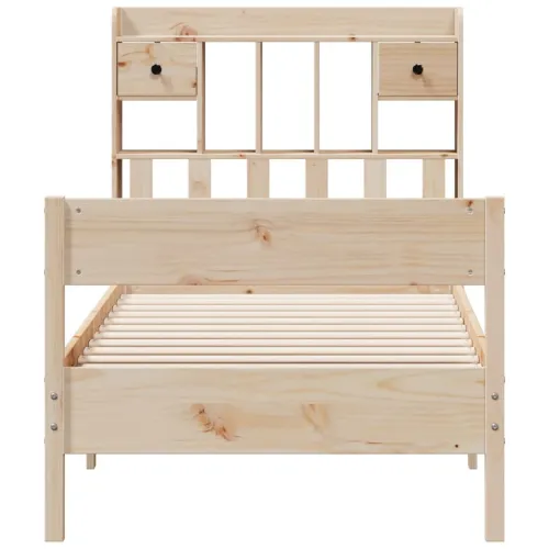 Krevet s regalom za knjige bez madraca 75x190 cm borovina - Prirodna 75 x 190 cm Cijena