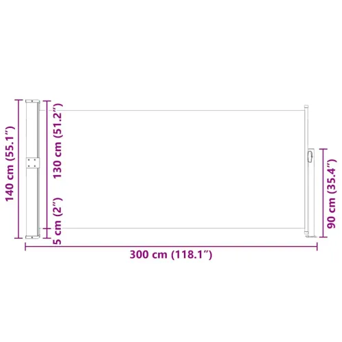 Uvlačiva bočna tenda 140 x 314 cm siva - Siva 140 x 300 cm 1 Siva Cijena